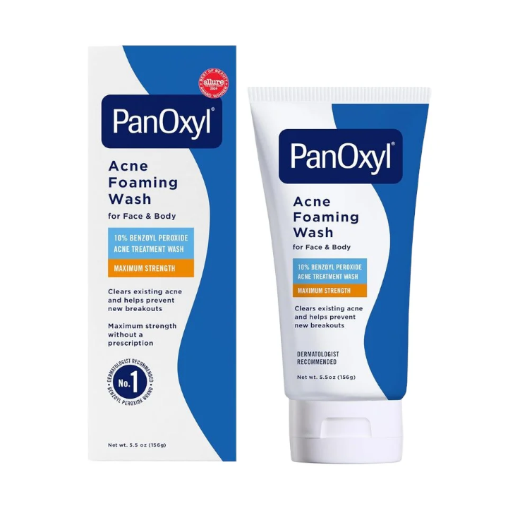 PanOxyl Acne Foaming Wash Benzoyl Peroxide Maximum Strength – Face & Body Acne Treatment Cleanser, 5.5oz