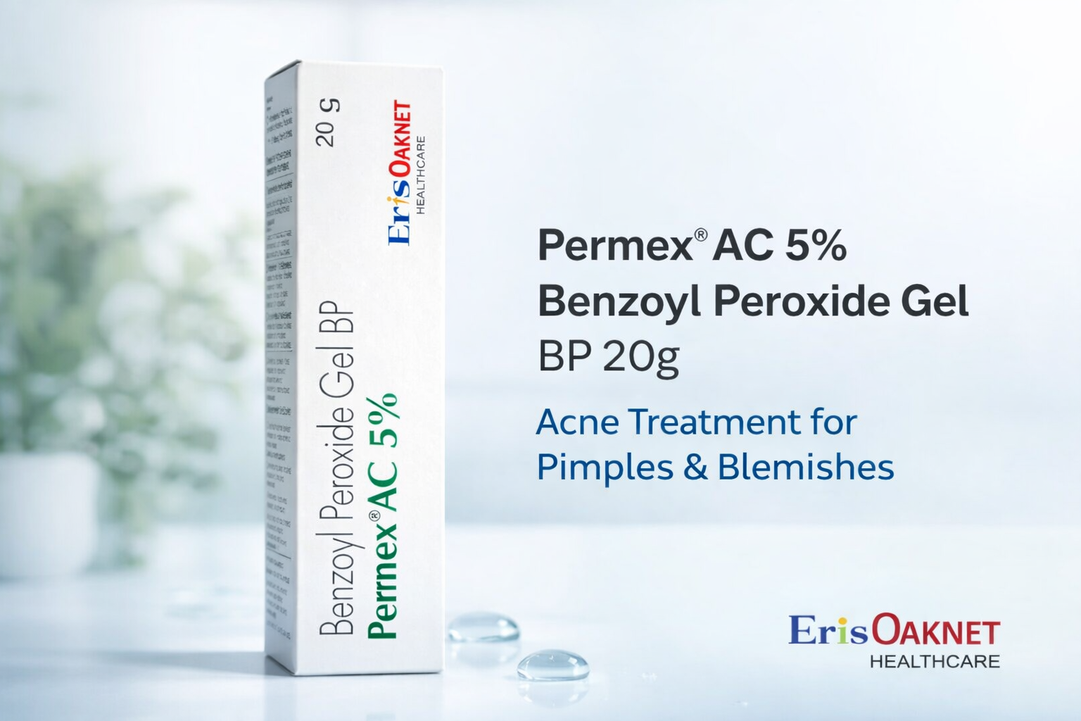 Pernex AC 5% Benzoyl Peroxide Gel BP 20g – Acne Treatment for Pimples & Blemishes | Eris Oaknet Healthcare