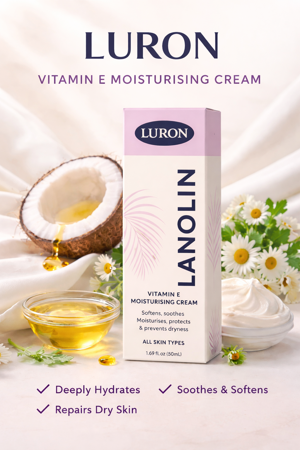 LURON Lanolin Vitamin E Moisturising Cream for Dry/ oily/ normal and sensitive Skin – Deep Hydration & Skin Protection for All Skin Types