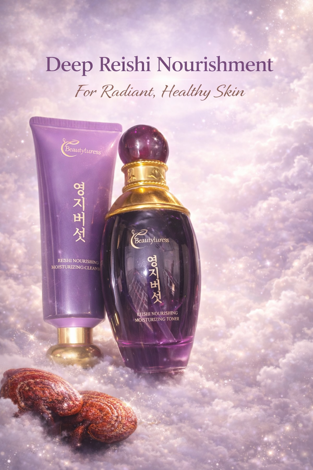 Beautytress Reishi Nourishing Skincare Set | toner and cleanse |r– Hydrating Moisturizing Cleanser & Toner for Radiant, Smooth Skin