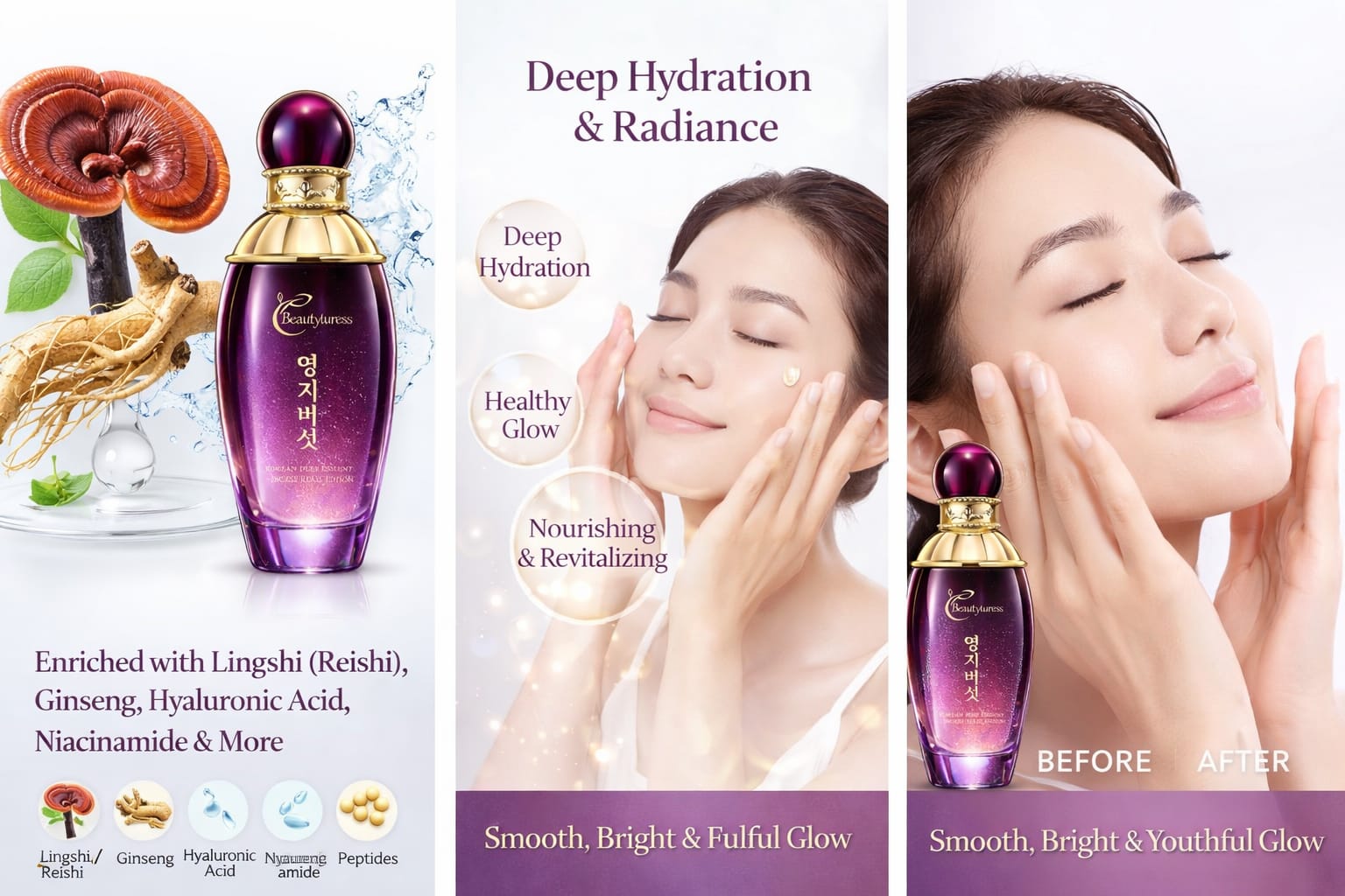 Beautytress Reishi Nourishing Skincare Set | toner and cleanse |r– Hydrating Moisturizing Cleanser & Toner for Radiant, Smooth Skin
