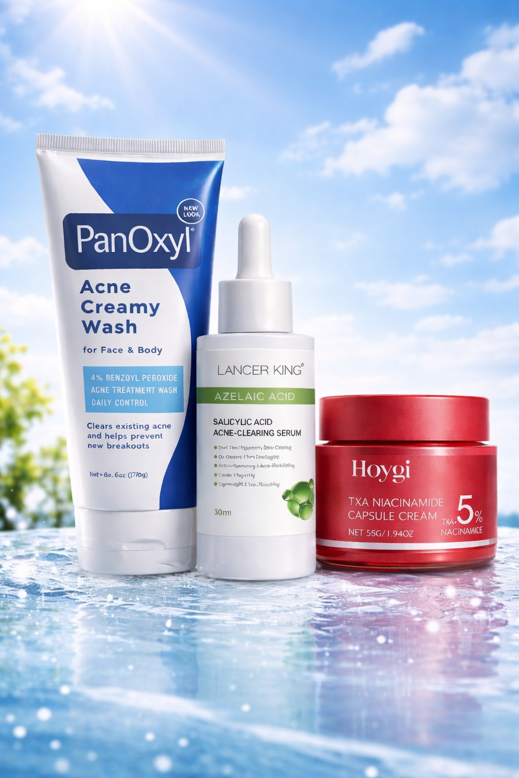 Acne Treatment Skincare Kit | Benzoyl Peroxide Face Wash | Azelaic Acid Salicylic Acid Serum | TXA Niacinamide Brightening Cream | Pimple, Dark Spot & Oil Control Set