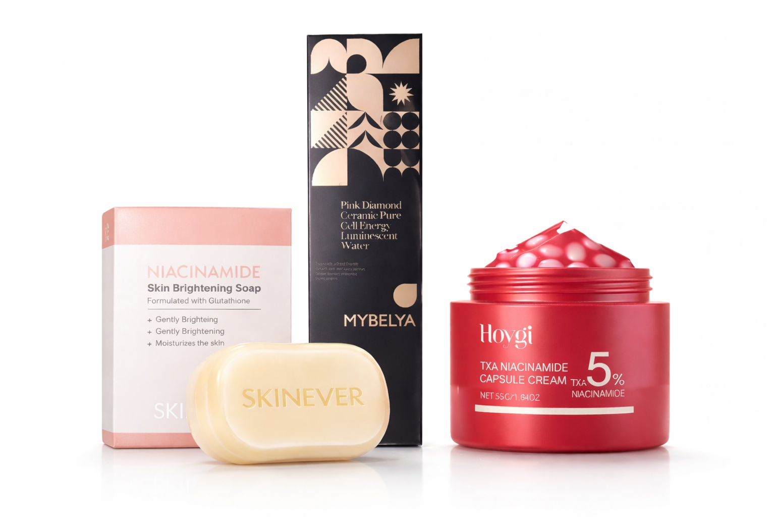 Dark Spot Correcting Skincare Set – Niacinamide Soap, 5% TXA Cream & Pink Diamond Glow Toner