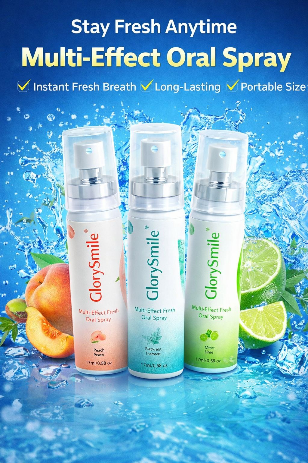 GlorySmile Oral Spray Breath Freshener – Instant Fresh Breath, Portable Mouth Spray with Natural Flavors