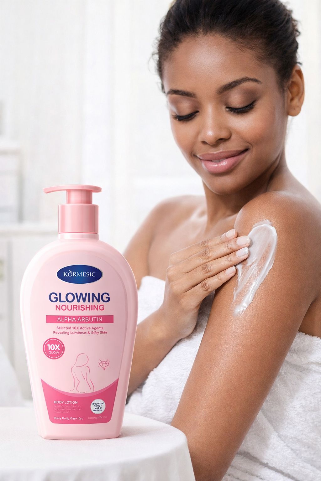 KORMESIC Glowing Nourishing Alpha Arbutin Body Lotion – Brightening, Hydrating & Skin Tone Enhancing Moisturizer with 10X Active Glow Formula