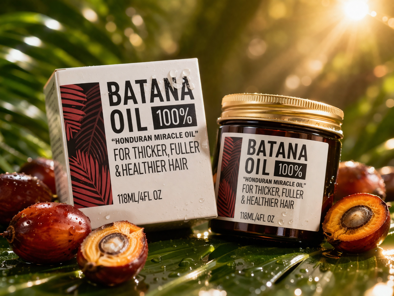 Batana Oil 100% Pure – Natural Hair Growth Treatment for Thick, Full & Healthy Hair | Honduran Miracle Oil 4oz