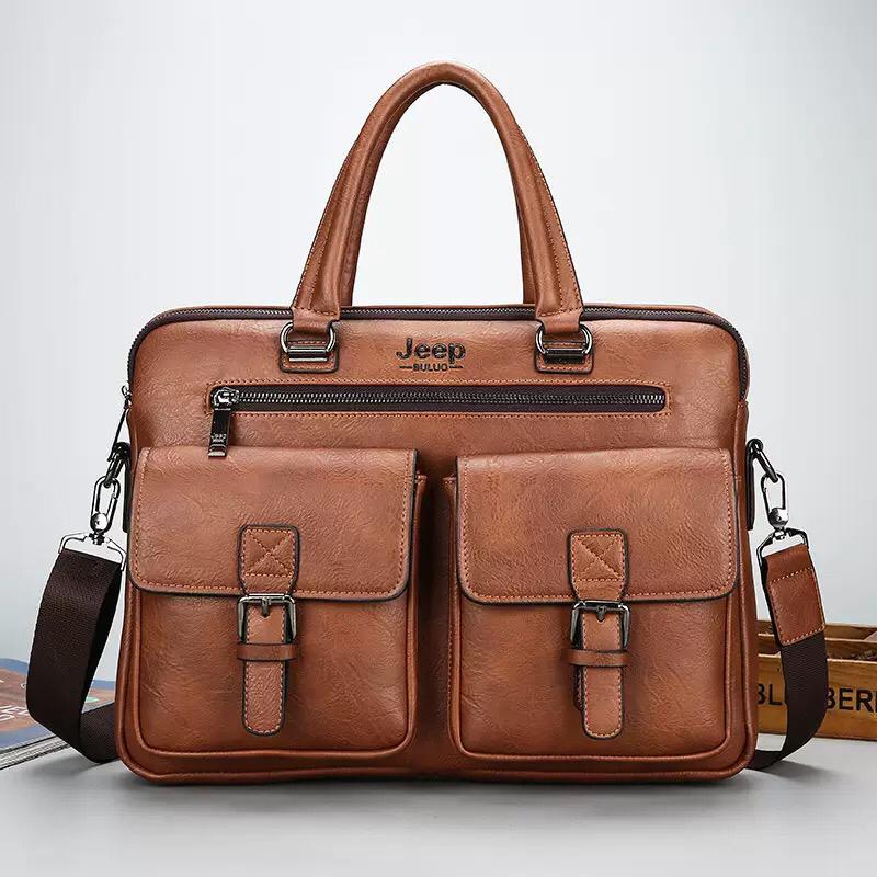Jeep Buluo Men's Leather Briefcase