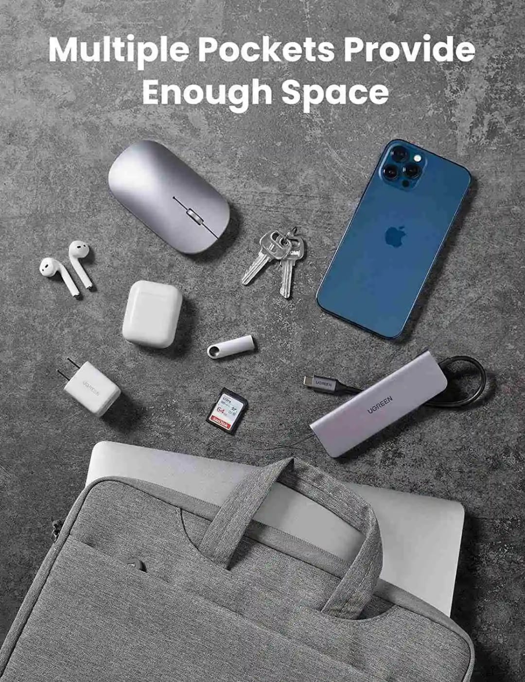 UGREEN LP437 13.3" - 13.9" Laptop Case Storage Bag -GRAY