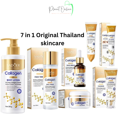 collagen skincare set, 7 in 1 skincare kit, sadoer skincare set, face care set complete, skin care products for glowing skin, anti aging skincare set, beauty set for women, facial kit full set,