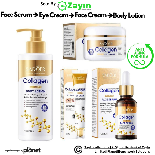 collagen skincare set, 7 in 1 skincare kit, sadoer skincare set, face care set complete, skin care products for glowing skin, anti aging skincare set, beauty set for women, facial kit full set,