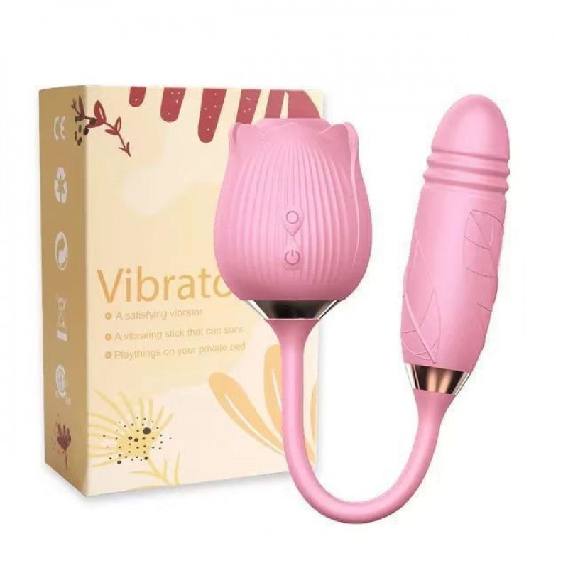 2 In 1 Rose Vibrator Sucker For Clitorial Stimulation PLUS Thrusting Dildo/Vibrator G Spot Stimulator sex toy