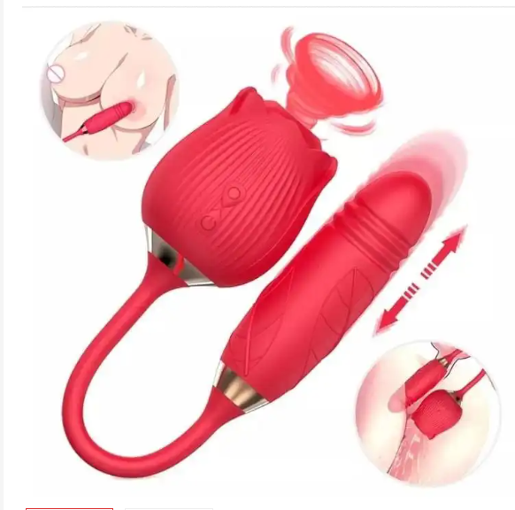 2 In 1 Rose Vibrator Sucker For Clitorial Stimulation PLUS Thrusting Dildo/Vibrator G Spot Stimulator sex toy view 2