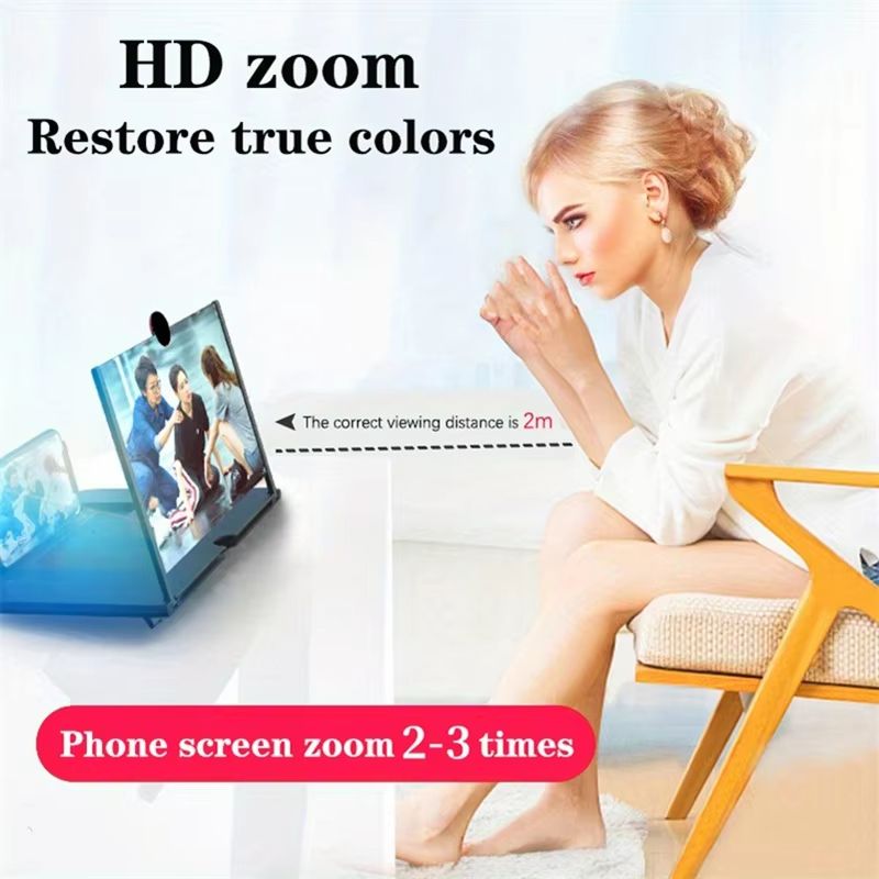 10/12 Inch Folding Mobile Screen Magnifying Glass Phone Desktop Stand 3D Mobile Phone Screen Magnifying Glass HD Video Amplifier
