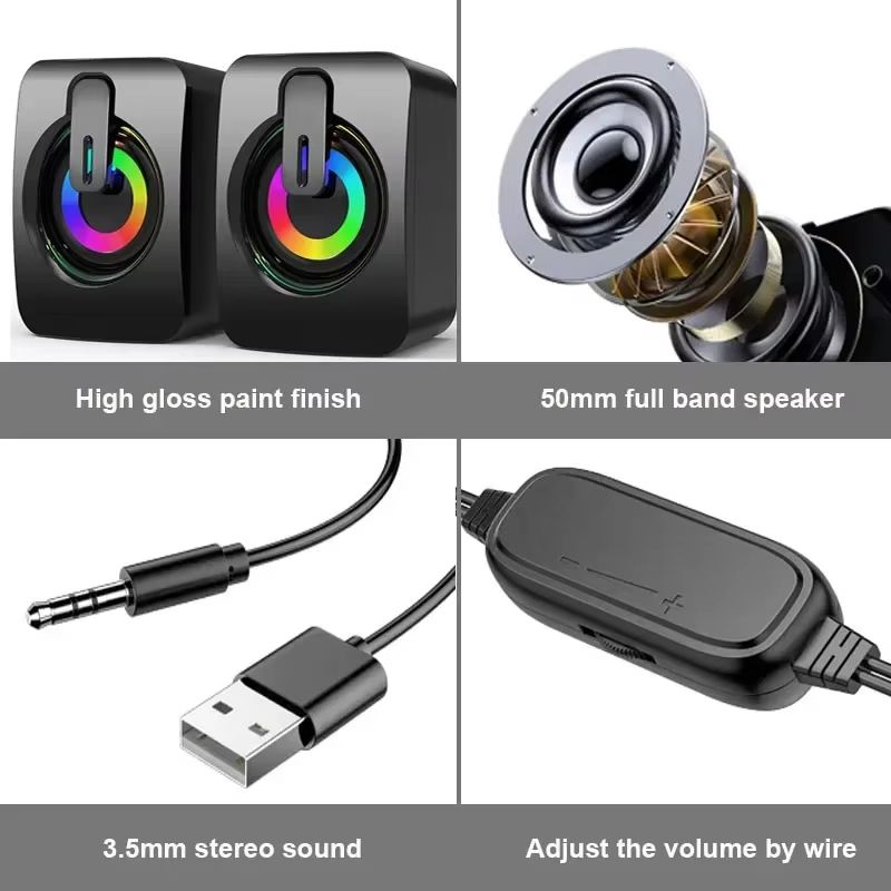 Stereo Microphone Speaker PC Speaker USB Wired Caixa De Som with LED Light for Desktop Computers