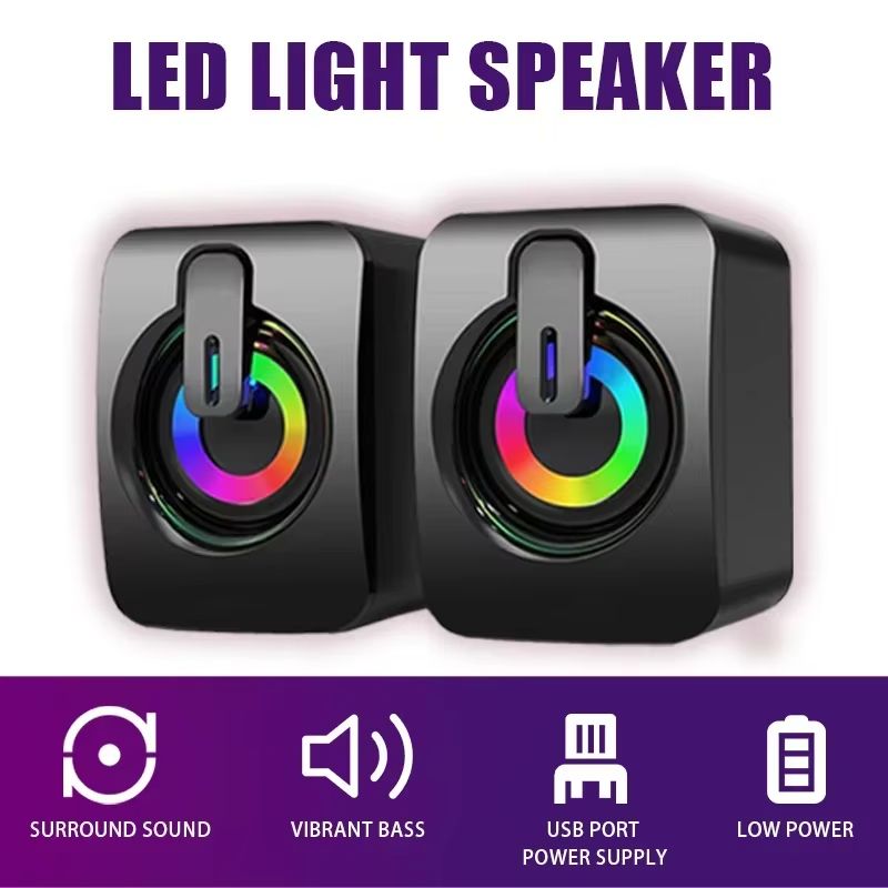 Stereo Microphone Speaker PC Speaker USB Wired Caixa De Som with LED Light for Desktop Computers
