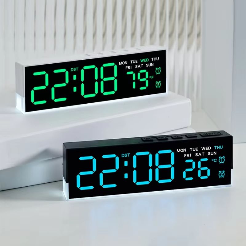 USB Powered Digital Alarm Clock with White Mood Light TEMP Week 2 Alarm DST Table Clock 3 Levels Brightness 12/24H LED Clock
