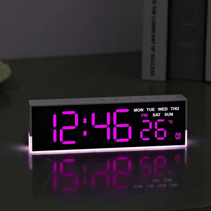 USB Powered Digital Alarm Clock with White Mood Light TEMP Week 2 Alarm DST Table Clock 3 Levels Brightness 12/24H LED Clock