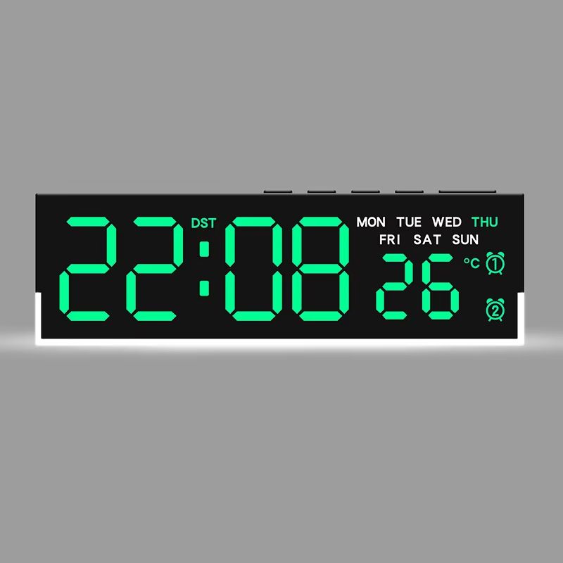 USB Powered Digital Alarm Clock with White Mood Light TEMP Week 2 Alarm DST Table Clock 3 Levels Brightness 12/24H LED Clock