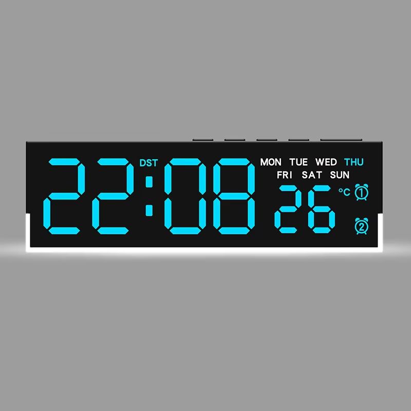 USB Powered Digital Alarm Clock with White Mood Light TEMP Week 2 Alarm DST Table Clock 3 Levels Brightness 12/24H LED Clock