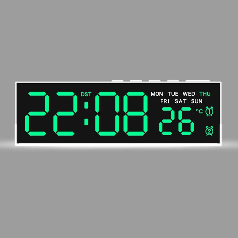 USB Powered Digital Alarm Clock with White Mood Light TEMP Week 2 Alarm DST Table Clock 3 Levels Brightness 12/24H LED Clock