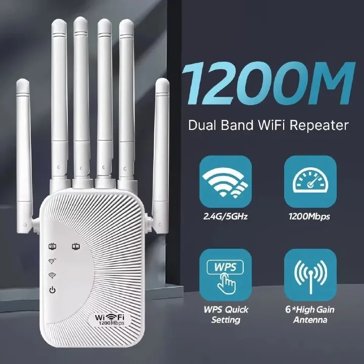 1200Mbps Wifi Repeater Amplifier Dual band 2.4G 5G Network Expander Range Extender WiFi Signal Booster Wireless Wi-Fi Router