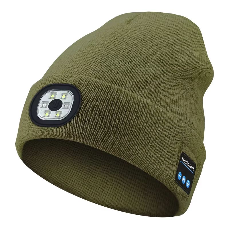 Handfree Warm Beanie Bluetooth 5.0 LED Hat Wireless Stereo Headset Music Player With MIC Support Dimming Rechargeable Battery