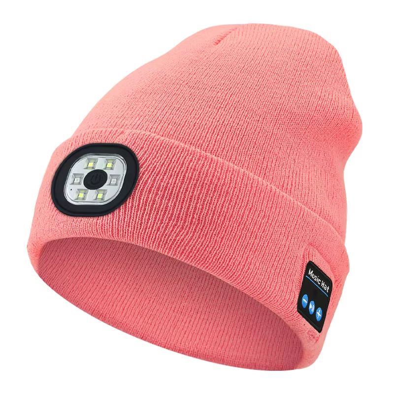 Handfree Warm Beanie Bluetooth 5.0 LED Hat Wireless Stereo Headset Music Player With MIC Support Dimming Rechargeable Battery