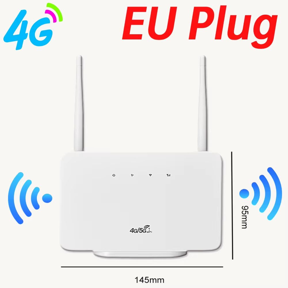 2025 New 4G Wireless Router 300Mbps 4G LTE CPE Router Modem LAN External Antenna with Sim Card Slot EU Plug for Home Travel Work
