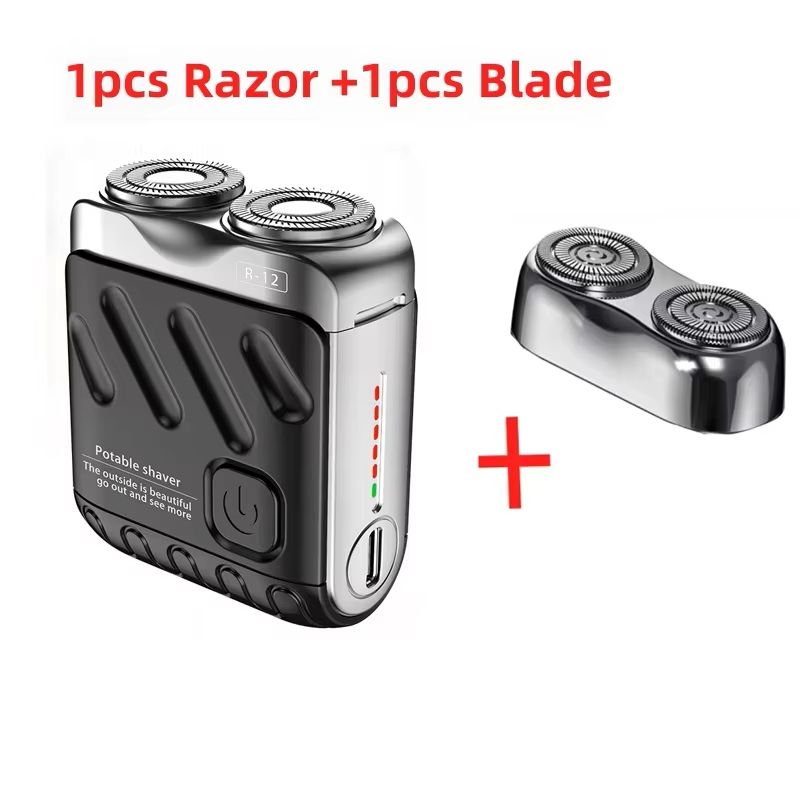 Mini Electric Shaver Dual Head Waterproof Type-C Rechargeable Shaver Travel Rotary Razor Men's Portable Hair Beard Trimmer Tool
