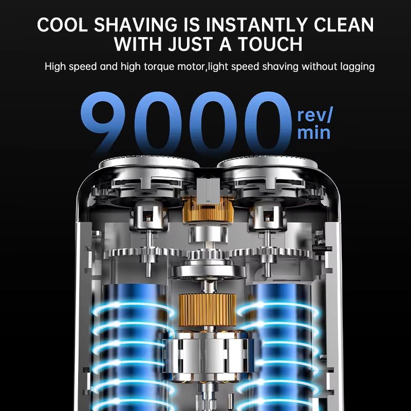 Mini Electric Shaver Dual Head Waterproof Type-C Rechargeable Shaver Travel Rotary Razor Men's Portable Hair Beard Trimmer Tool
