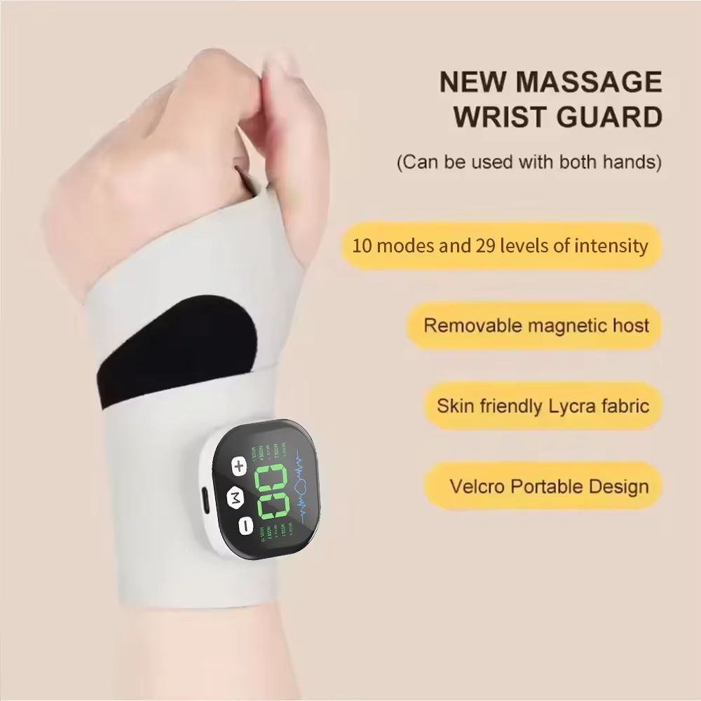EMS Electric Wrist Hand Massager Usb Rechargeable Vibration Massage Wrist Adjustable Wrist for Carpal Tunnel Fatigue Relief