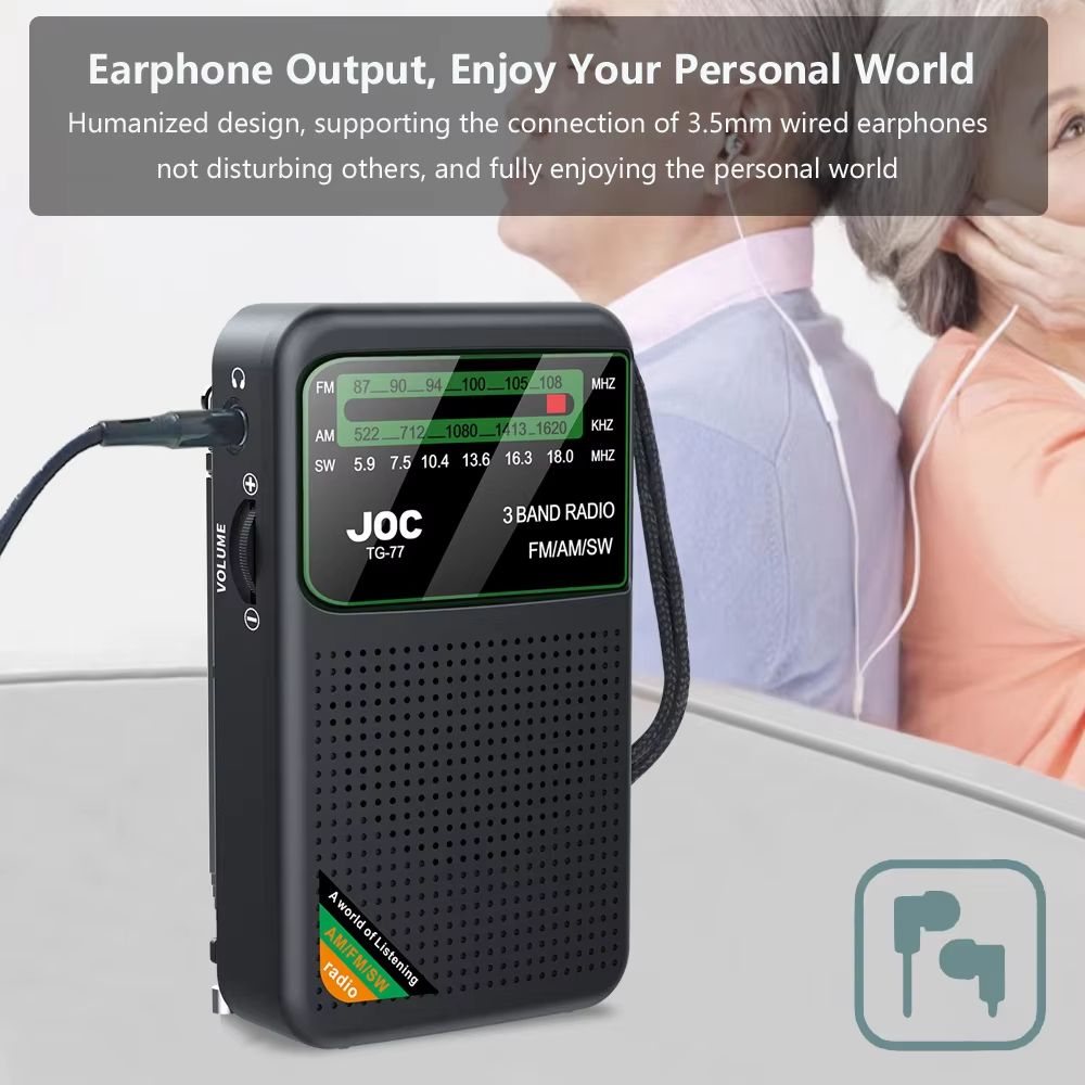 Pocket Mini Radio AM/FM/SW Portable Radio Batteries Rechargeable Supports Connect Wired Earphone Portable FM Radio Receiver