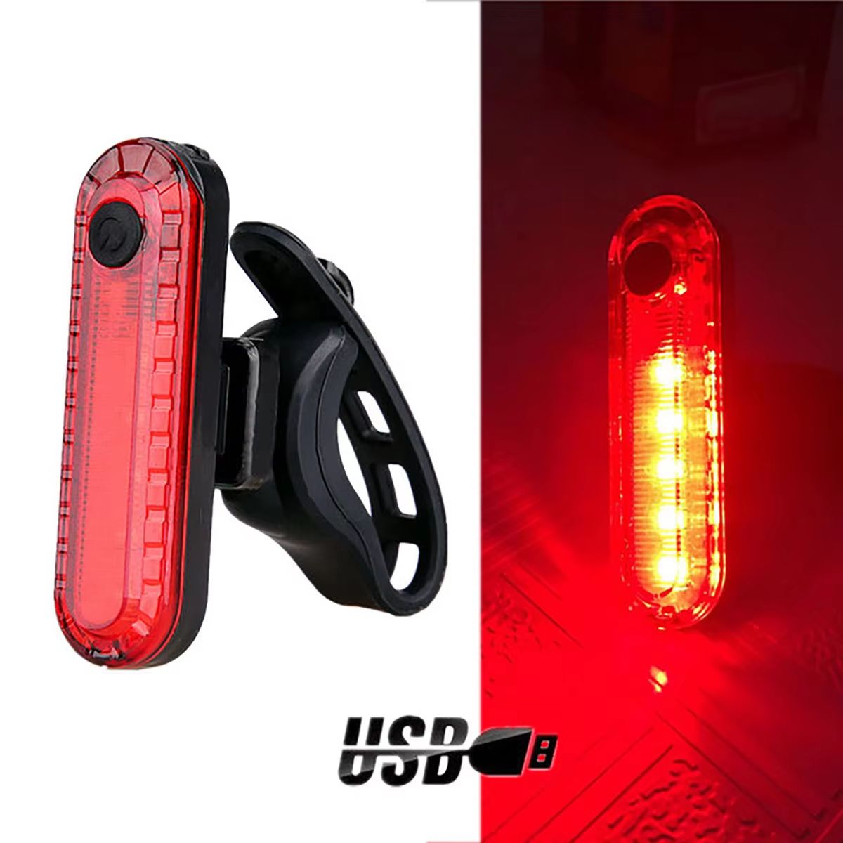Rear Bike Tail Light USB Rechargeable Red Ultra Bright Taillights Fit On Bicycle Easy to Install for Cycling Safety