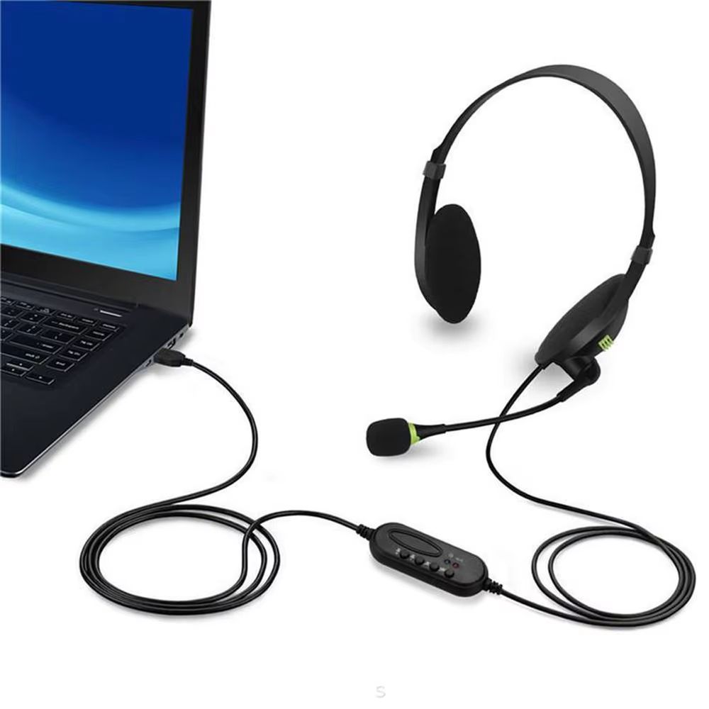 Wired Stereo Headset With Microphone USB Interface Headset Gaming Laptop PC Earplugs Noise Reduction