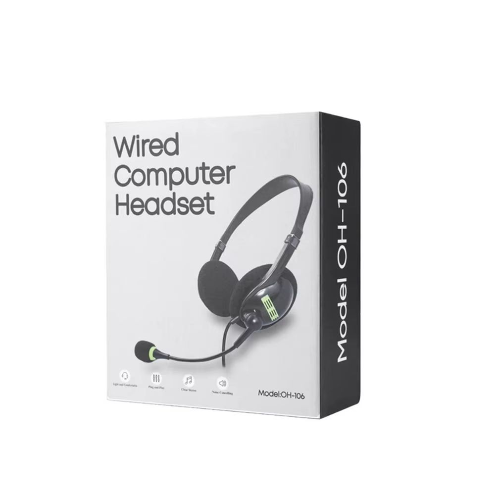 Wired Stereo Headset With Microphone USB Interface Headset Gaming Laptop PC Earplugs Noise Reduction