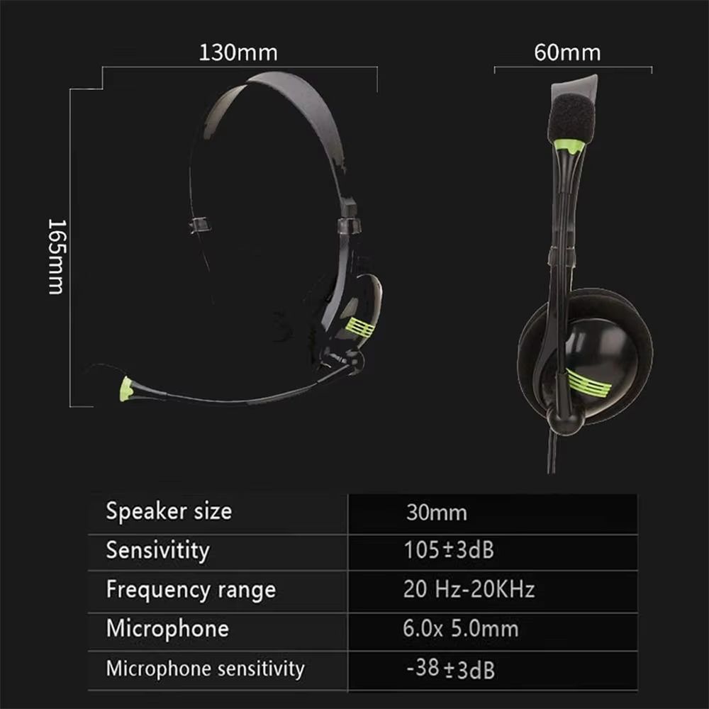 Wired Stereo Headset With Microphone USB Interface Headset Gaming Laptop PC Earplugs Noise Reduction