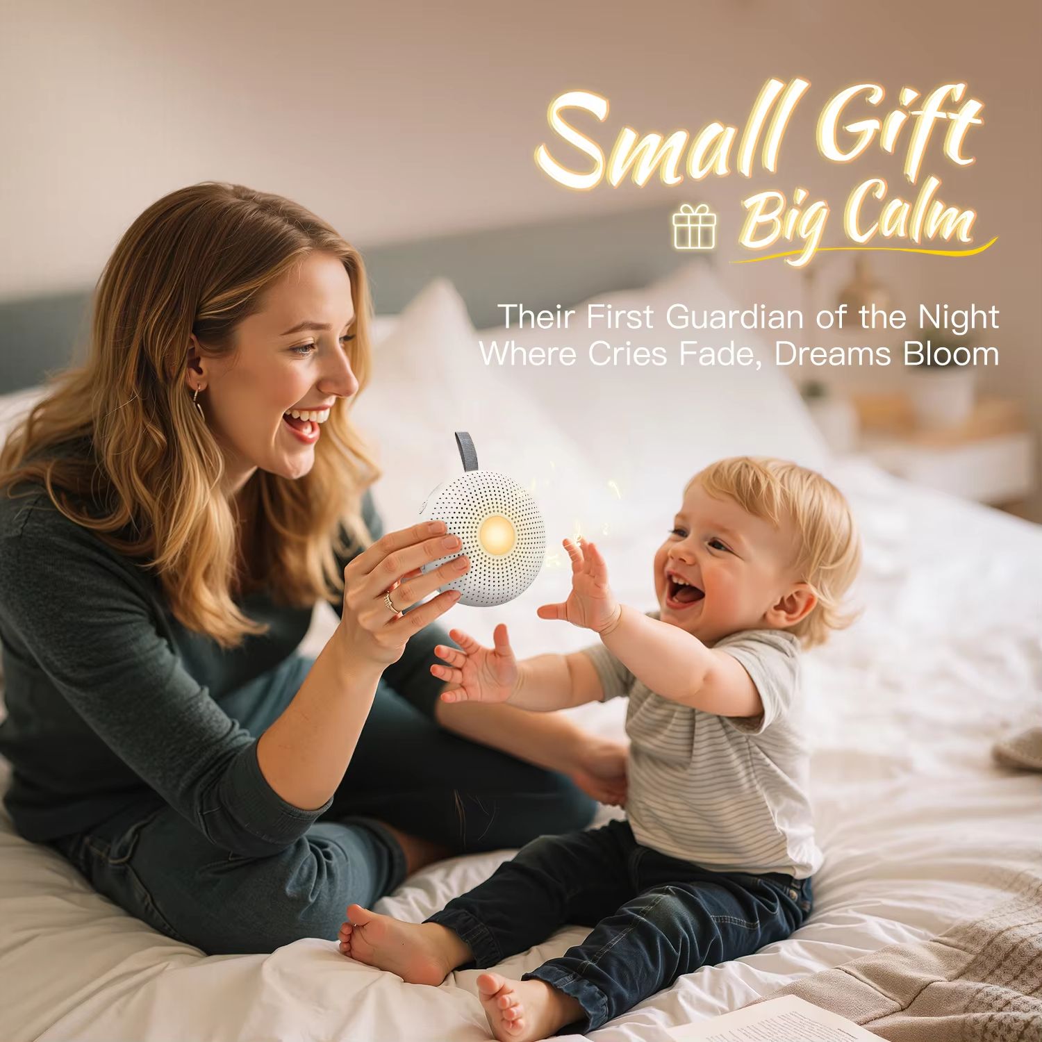 Portable Sleep Aid White Noise Machine for Baby & Adult with 15 Sounds Smart Cry Detection Night Light Timer Newborn Gift