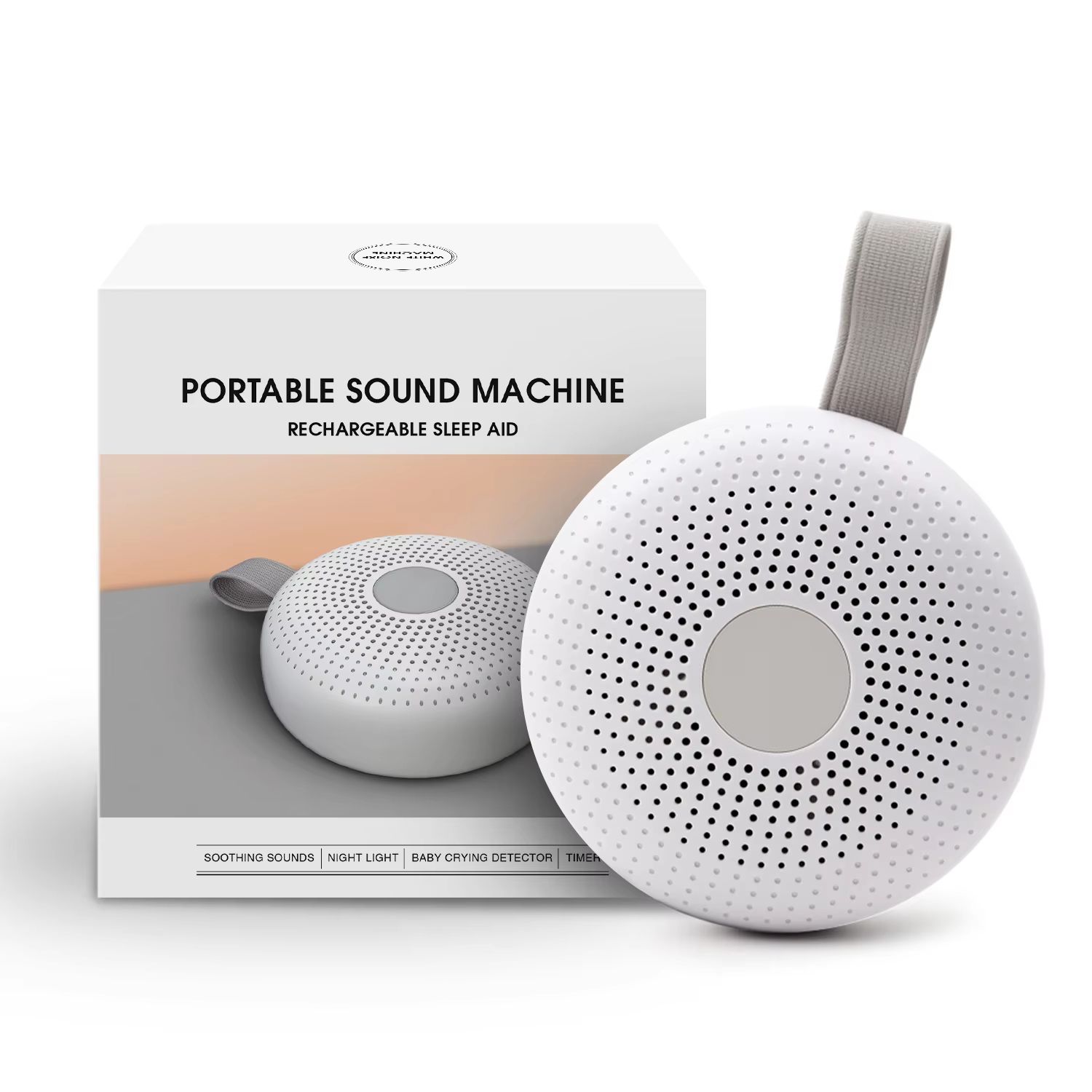 Portable Sleep Aid White Noise Machine for Baby & Adult with 15 Sounds Smart Cry Detection Night Light Timer Newborn Gift