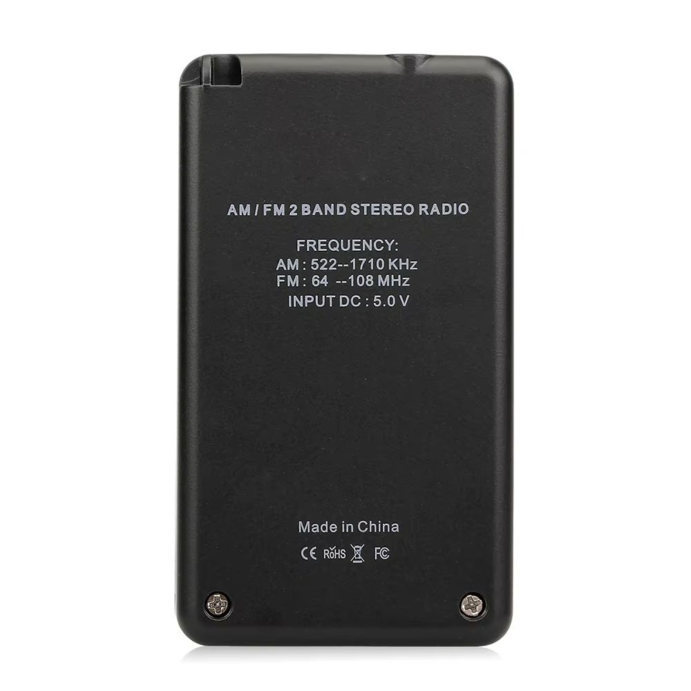 HanRongDa HRD-103 AM FM Digital Radio 2 Band Stereo Receiver w/ Headphones LCD Screen Rechargeable Battery Portable Pocket Radio