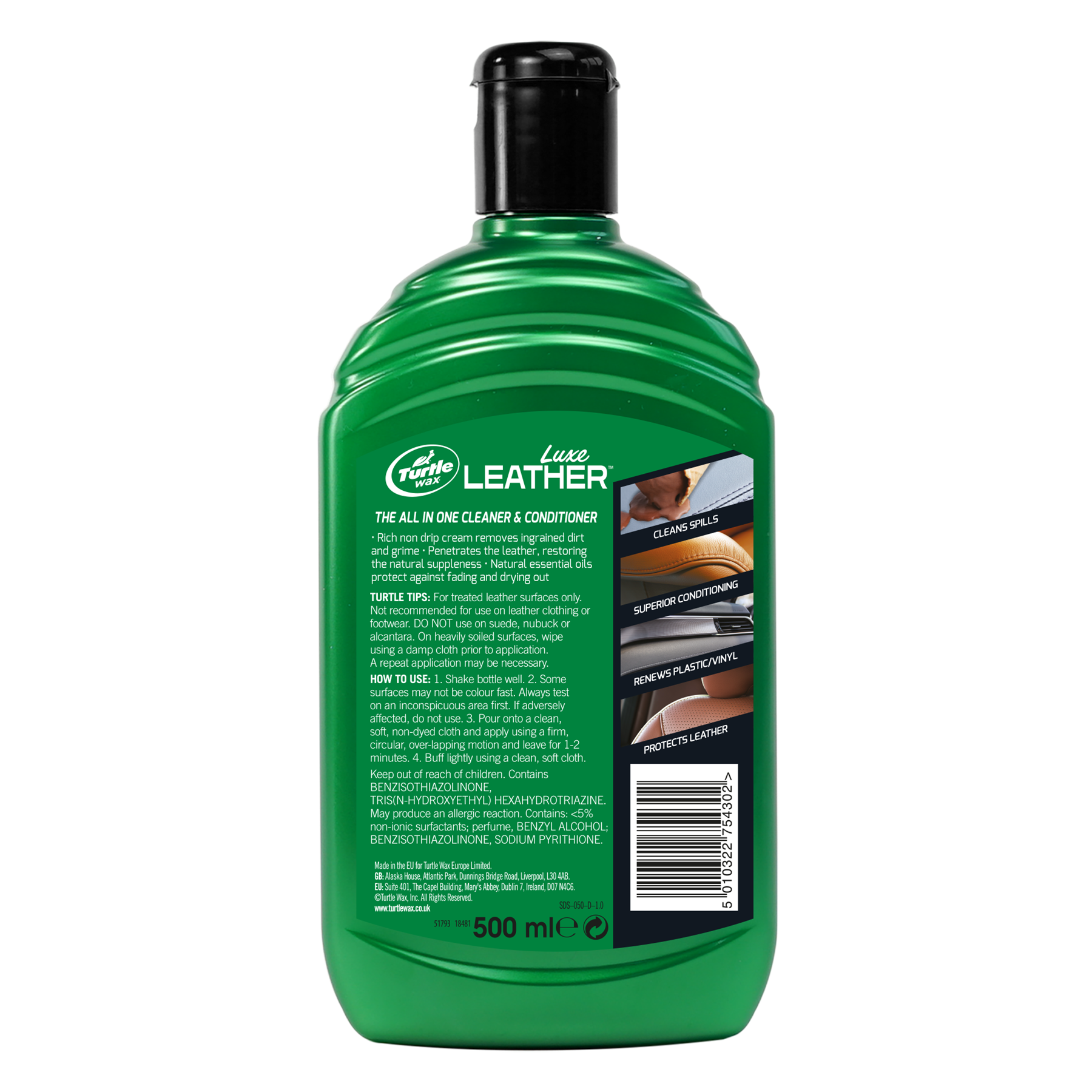 Turtle Wax Luxe Leather Car Interior Seat Conditioner Restorer 500 ml