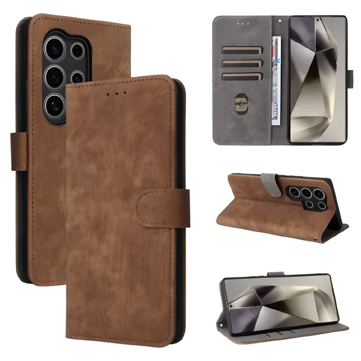 Flip Cover for Itel S25 Ultra PU Leather Phone Case Full-Body Protection Shockproof [RFID Blocking] Wallet Cover With Hand Strap Brown for Itel S25 Ultra