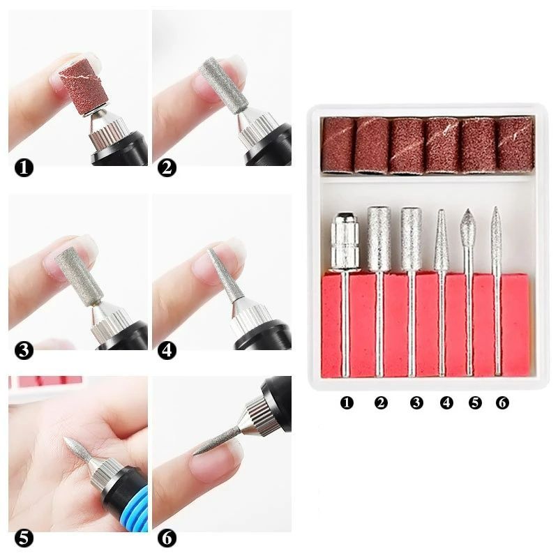 1 Set Mini Electric Nail Drill Machine Kit Manicure Machine Nail Art Pen Pedicure Nail File Art Tools Mill Cutter with Nail Bits White One size