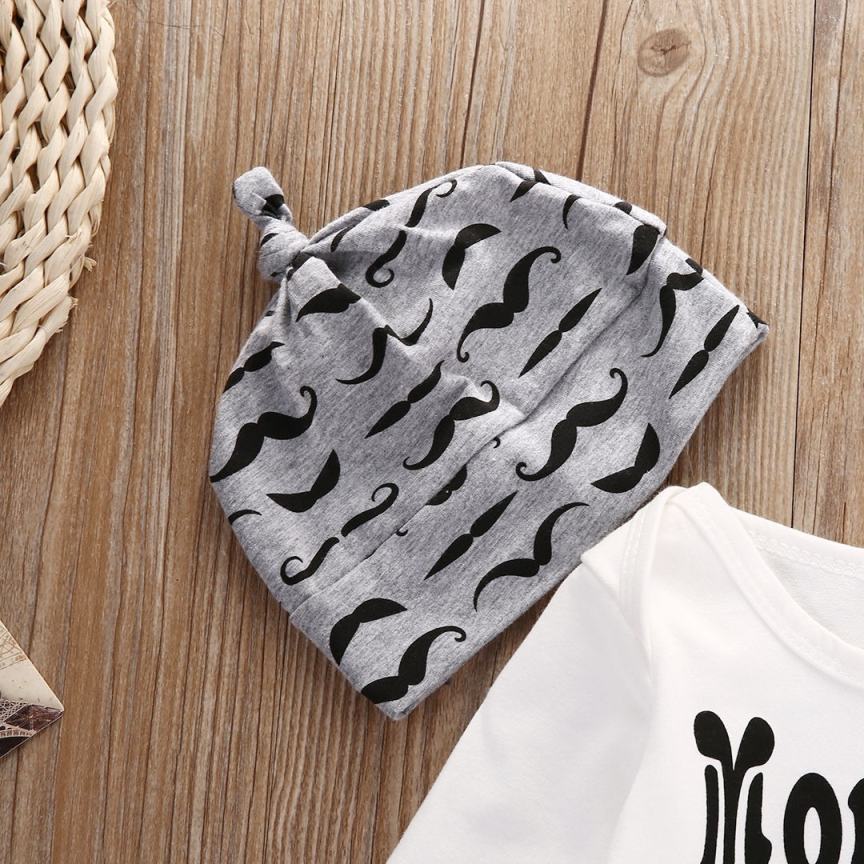 Newborn Infant Baby Boy Cotton Tops Romper+Pants Legging+Hat Outfits Clothes Set