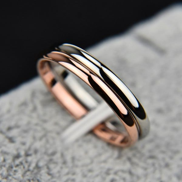 Men Women Thin Stainless Steel Ring Rose Gold Black Silver Color Engagement Ring Smooth Simple Wedding Rings For Couple Silver 5