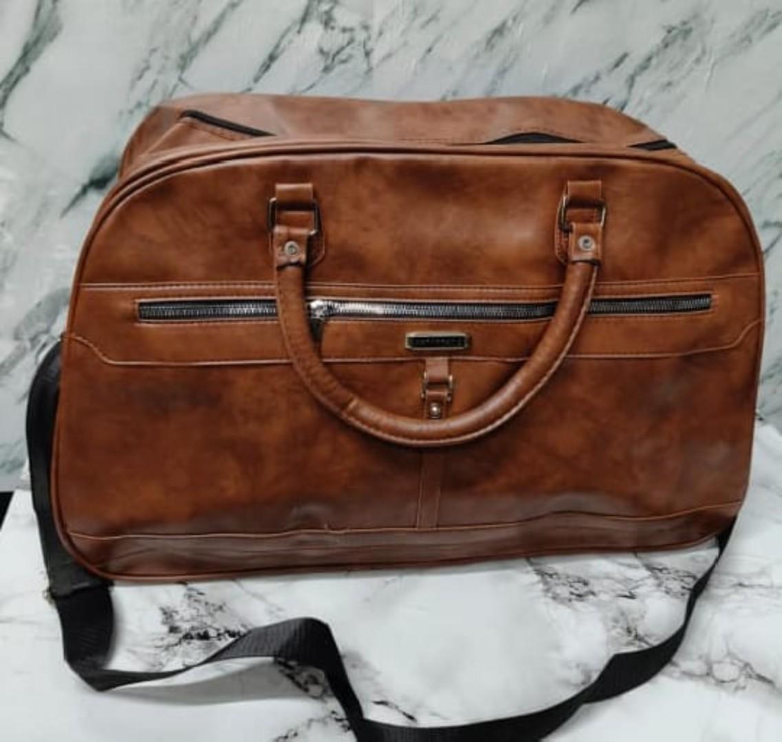 High quality leather travelling duffel bags, Pu leather quality medium travelling Duffle bags