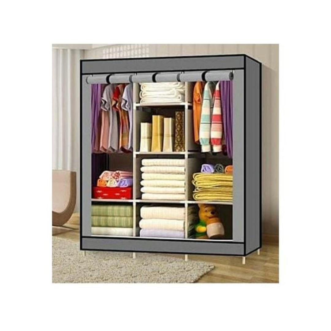 Jaza Keja 4 Columns Portable Closet Large Wardrobe Durable Enclosed Dust-Proof Closet Clothes Organizer