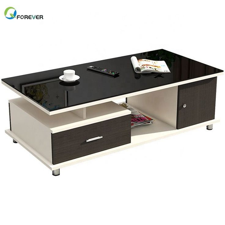 Modern Rectangular Glass Coffee Table with White Wood Base and Storage 2-Tier Coffee Table Accent Center Sofa Table for Living Room