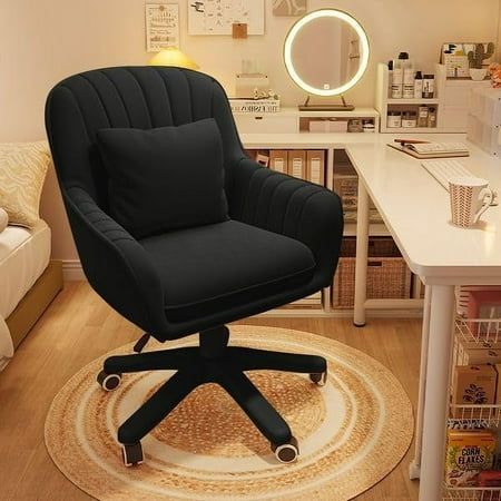 Velvet Office Chair Upgraded Comfortable Seat Cushion Desk and Chair Makeup Bench Office and Home Swivel Chair