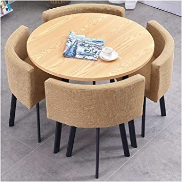 Dining Table and Chairs Set Kitchen Furniture Set Restaurant Balcony Cafe Meeting Room Office Living Room 80cm Round Table 1 Table and 4 Chairs