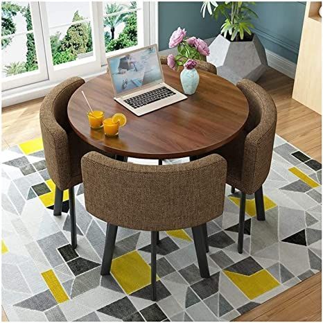 Dining Table and Chairs Set Kitchen Furniture Set Restaurant Balcony Cafe Meeting Room Office Living Room 80cm Round Table 1 Table and 4 Chairs